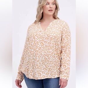 Torrid  Georgette Beige Animal Print Blouse
